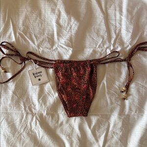 Kulani Kinis Tie Ruched Thong Bikini Bottom Wild Rose NWT medium
